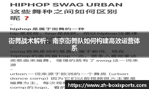 街舞战术解析：南京街舞队如何构建高效运营体系